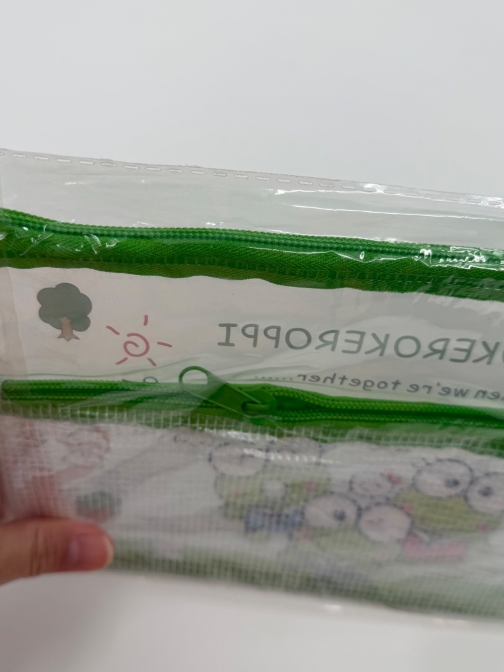 KeroKeroppi PVC Mesh Pouch NEW Bag Zipper Medium Green Clear - Picture 5 of 9